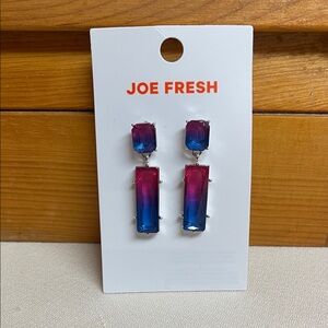 Joe Fresh Pink-to-Blue Ombre Drop Earrings